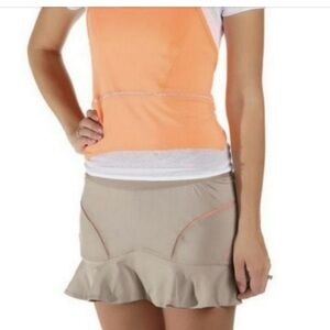 Stella McCartney Adidas tan ruffle skort skirt tennis pickleball US 8-10, IT44